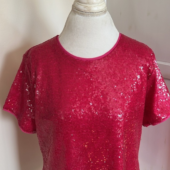 Charter Club Sparkling "Berry Cool" Pink Sequins T-Shirt - NWT - Size XL - Picture 2 of 10